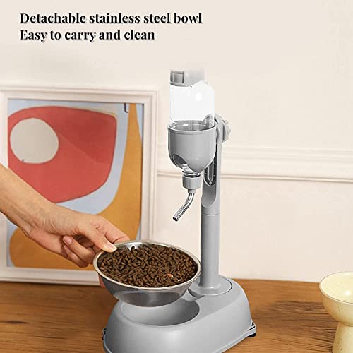 500ml Pet Standing Water Dispenser Bowl, Food Feeder Bowl with Detachable Pole Automatically Feeding Water