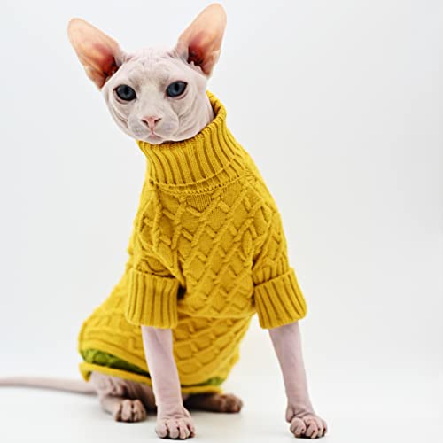 Sphynx Cat Clothes Knitted Soft High-end Fashion High-Neck Thickened Warm Winter Hairless Cat Clothes Devon Cornish Cat Clothes (X-Large)