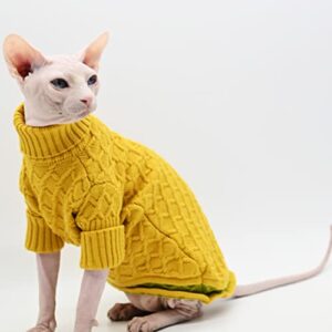 Sphynx Cat Clothes Knitted Soft High-end Fashion High-Neck Thickened Warm Winter Hairless Cat Clothes Devon Cornish Cat Clothes (X-Large)