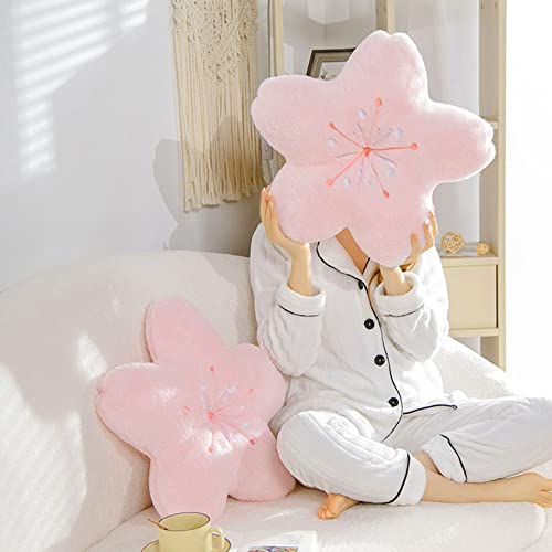 SEGTJAZV Cherry Blossom Floor Throw Pillow, 18inch Pink Kawaii Decorative Seating Plush Cushions Play Mat, Flower Plant Pillow for Bed Sofa Chair (Pink - 18Inch)