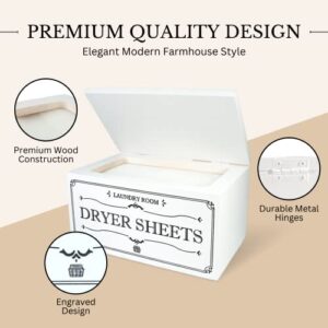 Farmhouse Dryer Sheet Dispenser/Holder Box with hinged Lid - Rustic Farmhouse Laundry Room Organizer - Fabric Softener Dispenser - Storage Container