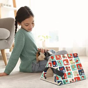 Y-DSIWX Guinea Pig Hideout House Bed, Cute Number Christmas Calendar Xmas Ornaments Rabbit Cave, Squirrel Chinchilla Hamster Hedgehog Nest Cage