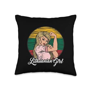 lithuanian heritage & patriotism gift collection flag lithuania lithuanian girl throw pillow, 16x16, multicolor