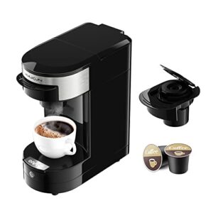 vimukun single serve coffee maker, compatible with k-cup pod & ground coffee, coffee brewer with one button operation and auto shut-off, 5-13 oz. mini size