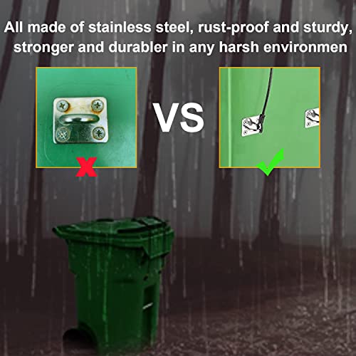 ZWIN 2PCS Trash Can Lid Lock Outdoor for Animals, Metal Garbage Can Lid Lock Strap, Bear Proof Trash Can Strap for Animals, Dogs, Squirrels Etc, Durable Wire Rope Lock Kit for Any Size Trash Can