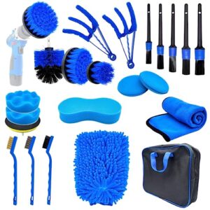 rkmhnsla 23pcs car detailing kit interior cleaner for all-purpose car interior cleaning (blue)