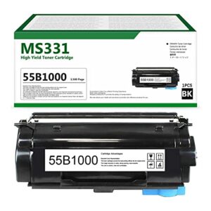 55b1000 ms331 black toner cartridge - drawn 1 pack compatible 55b1000 remanufactured toner cartridge replacement for ms431dw ms331dn ms431dn printer