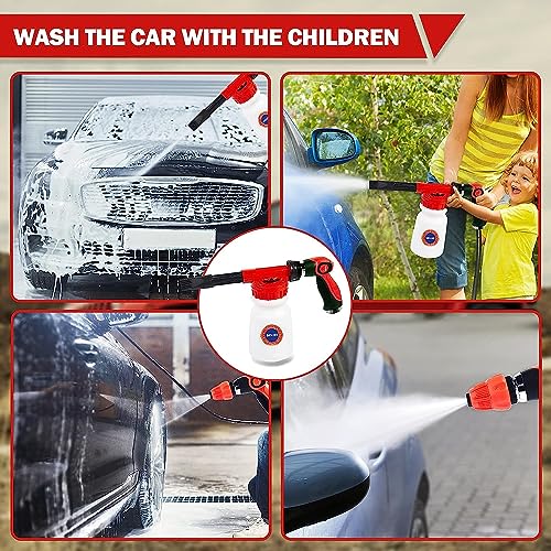 52Pcs Car Wash Cleaning Kit with Foam Gun, Car Detailing Brushes & Microfiber Wash Mitts for Car Cleaning Supplies, Adjustable Hose Wash Sprayer and Complete Interior Exterior Car Detailing Set