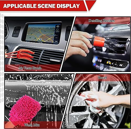 52Pcs Car Wash Cleaning Kit with Foam Gun, Car Detailing Brushes & Microfiber Wash Mitts for Car Cleaning Supplies, Adjustable Hose Wash Sprayer and Complete Interior Exterior Car Detailing Set