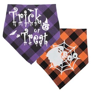 2 pack halloween dog bandanas triangle bibs dog scarf accessories fluorescence pattern cat scarf for party orange purple spider web pumpkin