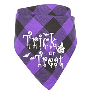 2 Pack Halloween Dog Bandanas Triangle Bibs Dog Scarf Accessories Fluorescence Pattern Cat Scarf for Party Orange Purple Spider Web Pumpkin