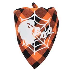 2 Pack Halloween Dog Bandanas Triangle Bibs Dog Scarf Accessories Fluorescence Pattern Cat Scarf for Party Orange Purple Spider Web Pumpkin