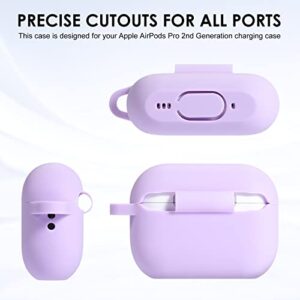 Case Cover for Airpods Pro 2nd Generation Charging Case 2022, Soft Silicone Protective Case with Keychain and Cute Puff Pom Pom Ball Kit Front LED Visible (Light Pink)