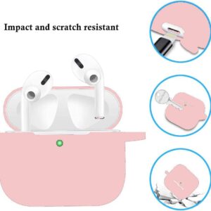 Case Cover for Airpods Pro 2nd Generation Charging Case 2022, Soft Silicone Protective Case with Keychain and Cute Puff Pom Pom Ball Kit Front LED Visible (Light Pink)