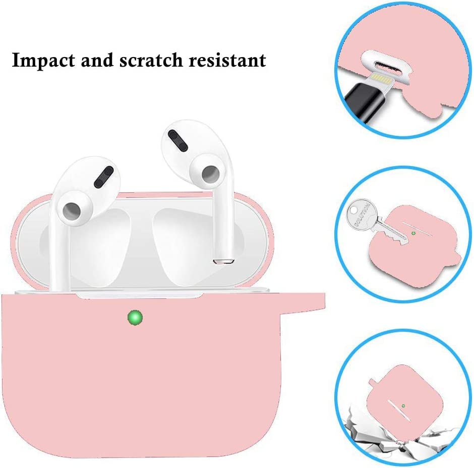 Case Cover for Airpods Pro 2nd Generation Charging Case 2022, Soft Silicone Protective Case with Keychain and Cute Puff Pom Pom Ball Kit Front LED Visible (Light Pink)