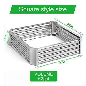 Raised Garden Beds for Vegetables, Galvanized Planter Box Steel Kit for Flower Herb, 2 Types of Assembly, 53 * 20 * 11in (or 37×37×11in) (1- Silver)