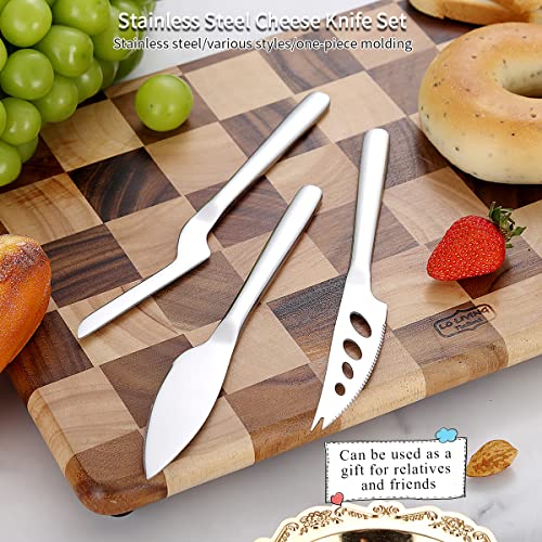 Kyraton Cheese Knife Set of 3, Charcuterie Accessories, Ergonomic Design Cheese Cutter Knives for All Type of Cheese, Cheese Slicer Butter Knife Spreader