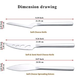 Kyraton Cheese Knife Set of 3, Charcuterie Accessories, Ergonomic Design Cheese Cutter Knives for All Type of Cheese, Cheese Slicer Butter Knife Spreader
