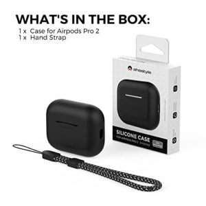 AHASTYLE AirPods Pro 2 Case Silicone Protective Cover [Front LED Visible] Compatible with AirPods Pro 2nd Generation (Black)