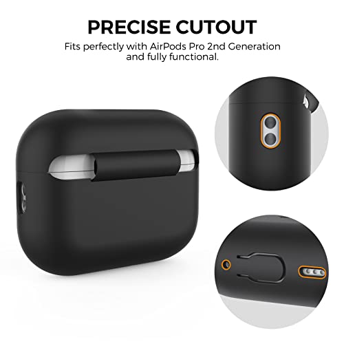 AHASTYLE AirPods Pro 2 Case Silicone Protective Cover [Front LED Visible] Compatible with AirPods Pro 2nd Generation (Black)