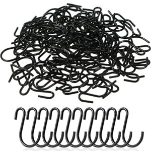 120 pieces small s hooks hanging plants hooks mini s shaped iron wire hook hanger ornament storage hooks for diy craft hanging pot jewelry key chain tags (black,1 inch)