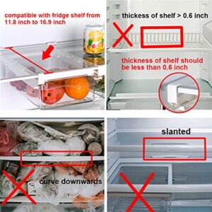 LALASTAR Fridge Drawers, 2-PACK Fridge Organizers and Storage Clear, Mini Refrigerator Organizer Bins with Handle, Fit for Fridge Shelf Under 0.6" (No Divider)