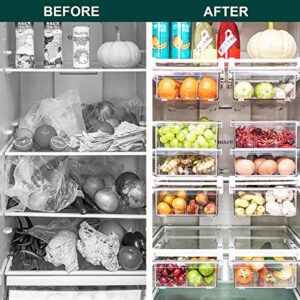 LALASTAR Fridge Drawers, 2-PACK Fridge Organizers and Storage Clear, Mini Refrigerator Organizer Bins with Handle, Fit for Fridge Shelf Under 0.6" (No Divider)