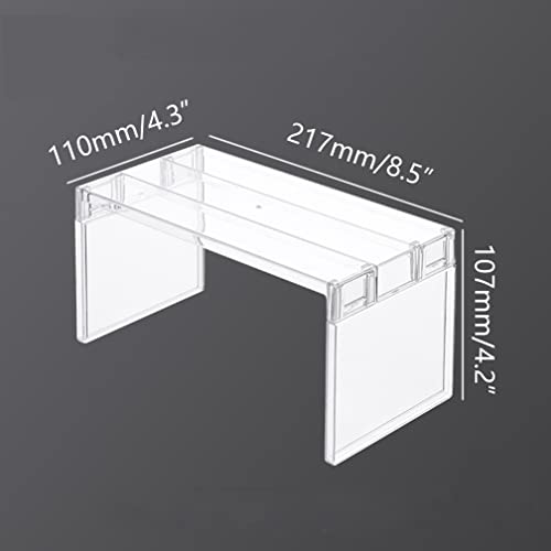 1 Pack Detachable Plastic Refrigerator Organizer Shelf Multi-Purpose Storage Rack for Fridge Cabinet Cupboard Desktop, Clear