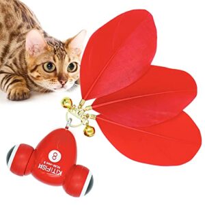 maymaw cat toy, interactive cat toy with feather and bell - automatic cat toy for play/exercise indoor, usb charging, engaging fun, for kittens