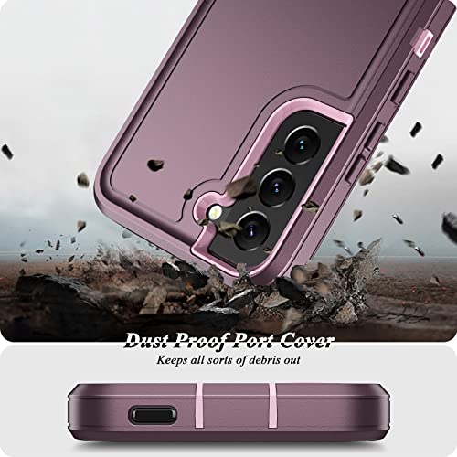 Qireoky for Samsung Galaxy S22 case with Stand Heavy Duty Protective Multi Layers 3 in 1 Shock Absorb Bumper Anti-dust Port Cover Non-Slip Drop Proof Phone Case for Samsung S22(Purple)