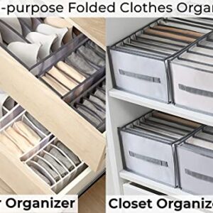 4PCS Extra Large 7 Compartments Wardrobe Clothes Organizer,Closet Organizers for Jeans,Pant,Sweater for Clothing,Clothes Drawer Organizer Dividers for Folded Clothes