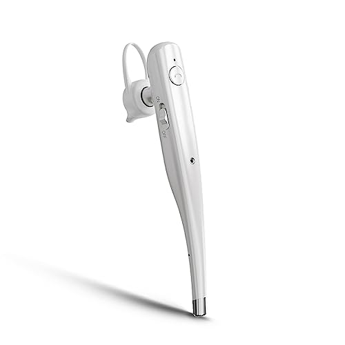 Mosonnytee Bluetooth Headset Noise Cancelling Bluetooth earpiece for Cell Phone handsfree, Single Ear Bluetooth Headset one Button Bluetooth Wireless earpiece for iPhone 10Hrs Usage (White)