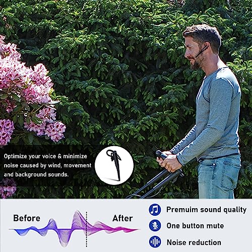 Mosonnytee Bluetooth Headset Noise Cancelling Bluetooth earpiece for Cell Phone handsfree, Single Ear Bluetooth Headset one Button Bluetooth Wireless earpiece for iPhone 10Hrs Usage (White)