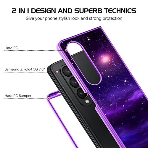 DOMAVER for Samsung Galaxy Z Fold 4 Case Glow in The Dark Stylish Nebula Luminous Slim Lightweight Protective Case for Samsung Z Fold4 5G- Shining Nebula