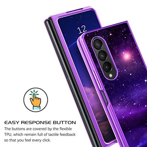 DOMAVER for Samsung Galaxy Z Fold 4 Case Glow in The Dark Stylish Nebula Luminous Slim Lightweight Protective Case for Samsung Z Fold4 5G- Shining Nebula