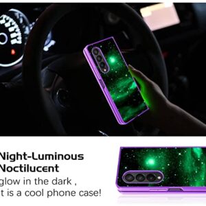 DOMAVER for Samsung Galaxy Z Fold 4 Case Glow in The Dark Stylish Nebula Luminous Slim Lightweight Protective Case for Samsung Z Fold4 5G- Shining Nebula