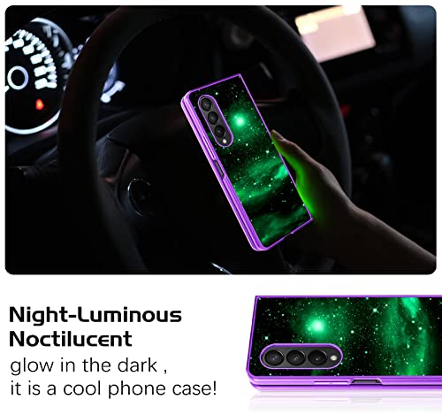 DOMAVER for Samsung Galaxy Z Fold 4 Case Glow in The Dark Stylish Nebula Luminous Slim Lightweight Protective Case for Samsung Z Fold4 5G- Shining Nebula