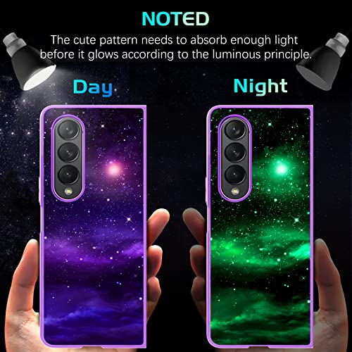 DOMAVER for Samsung Galaxy Z Fold 4 Case Glow in The Dark Stylish Nebula Luminous Slim Lightweight Protective Case for Samsung Z Fold4 5G- Shining Nebula