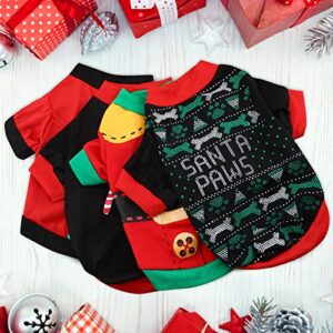 4 Pack Santa Christmas Dog Shirts for Small Dogs Cats Funny Christmas Dog Clothes Shirts for Small Dogs and Cats Puppy Christmas Clothes T-Shirts Winter Christmas Party Gift (Small Size)