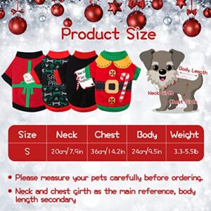 4 Pack Santa Christmas Dog Shirts for Small Dogs Cats Funny Christmas Dog Clothes Shirts for Small Dogs and Cats Puppy Christmas Clothes T-Shirts Winter Christmas Party Gift (Small Size)
