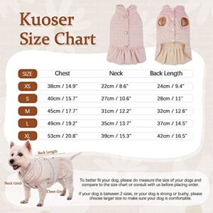Kuoser Dog Coat Puppy Winter Clothes, Soft Fleece Lining Girl Dogs Vest Dress, Windproof Thermal Outfit Pet Cold Weather Jacket Doggie Apparel, Pink XS - XL