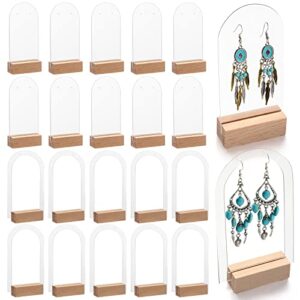 yulejo 48 pieces acrylic earring display stand jewelry retail holder arch acrylic earring holder solid hollow acrylic sign stand jewelry displays with wooden bases for studs dangle earrings