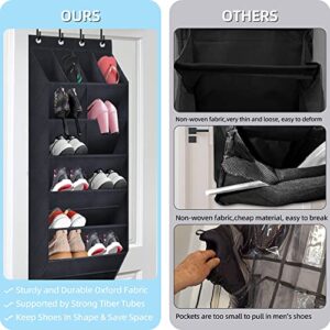 TIOYOTY Over The Door Shoe Organizer, 2 Pack Hanging Organizer with Large Deep Pockets, Rack for Closet and Dorm Narrow Door, Holder Black