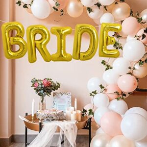 TONIFUL 40 Inch Large Gold Bride Balloons, Giant Jumbo Helium Foil Mylar Big Bride Balloons Banner for Wedding Marriage Bridal Shower Engagement Bride To Be Party Decorations and Supplies