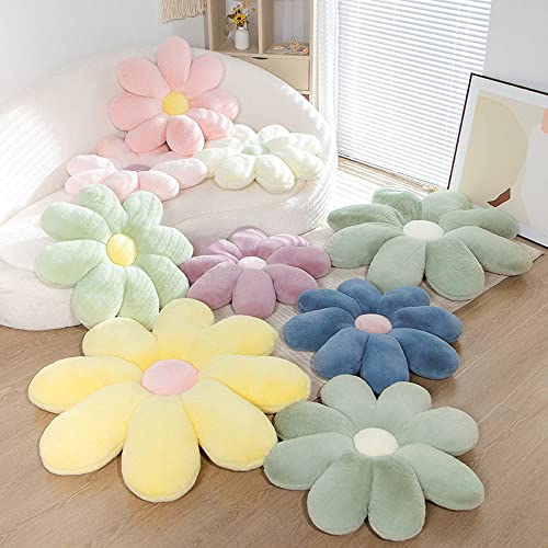 Faux Fur Flower Pillow Super Soft and Cute Floor Pillow Flower Shaped Decorative Throw Pillow Comfortable Seat Cushion Plush Flower Cushion (23.6inch, Pink)