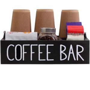 jgjcyo9 coffee station organizer wooden coffee bar accessories organizer for counter,farmhouse kcup coffee pod holder storage basket with handles for coffee bar decor-black coffee station holder