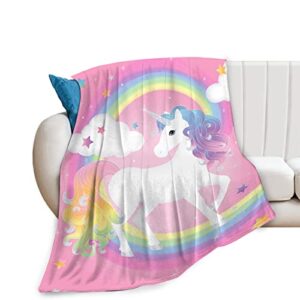 unicorn blanket soft warm cozy rainbow unicorn blanket fuzzy plush colorful unicorn throw blanket fleece flannel blanket gift for girls boys adults couch sofa 50"x40"