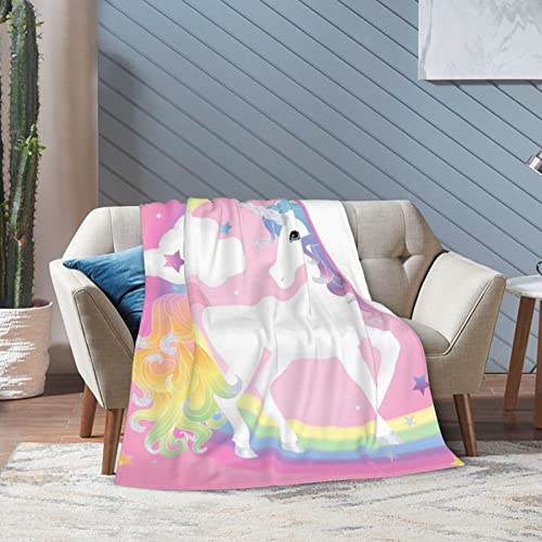 Unicorn Blanket Soft Warm Cozy Rainbow Unicorn Blanket Fuzzy Plush Colorful Unicorn Throw Blanket Fleece Flannel Blanket Gift for Girls Boys Adults Couch Sofa 50"x40"