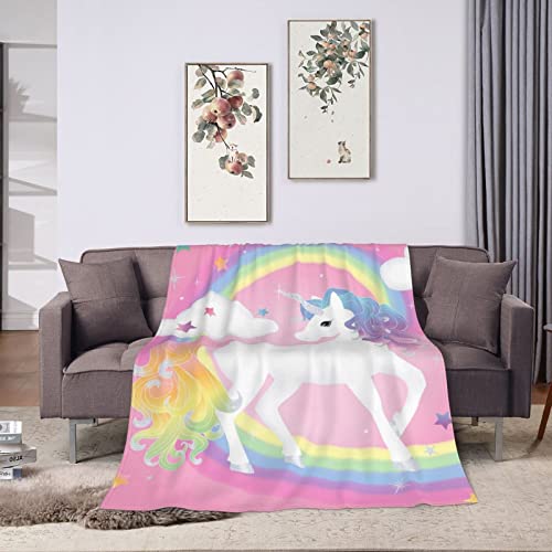 Unicorn Blanket Soft Warm Cozy Rainbow Unicorn Blanket Fuzzy Plush Colorful Unicorn Throw Blanket Fleece Flannel Blanket Gift for Girls Boys Adults Couch Sofa 50"x40"