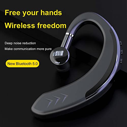 Bluetooth Single Ear Headphones Wireless Stereo Sound Noise Cancelling Earbuds with Microphone Ear Hook Headset for Driving Business Office Sports